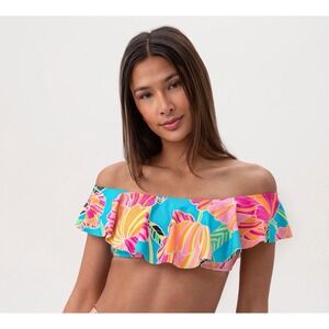 Trina Turk Bikini Swimsuit TOP Size 10-12 Off The Shoulder Bandeau Swim Top